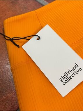 NWT Girlfriend Collective Ribbed High Waist Activewear Leggings in Vivid Orange